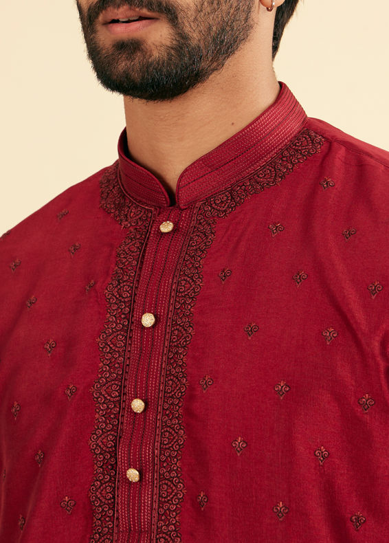 Manyavar Men Radiant Red Kurta Pajama
