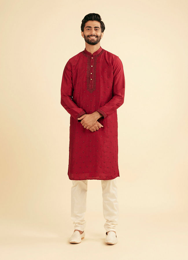 Manyavar Men Radiant Red Kurta Pajama