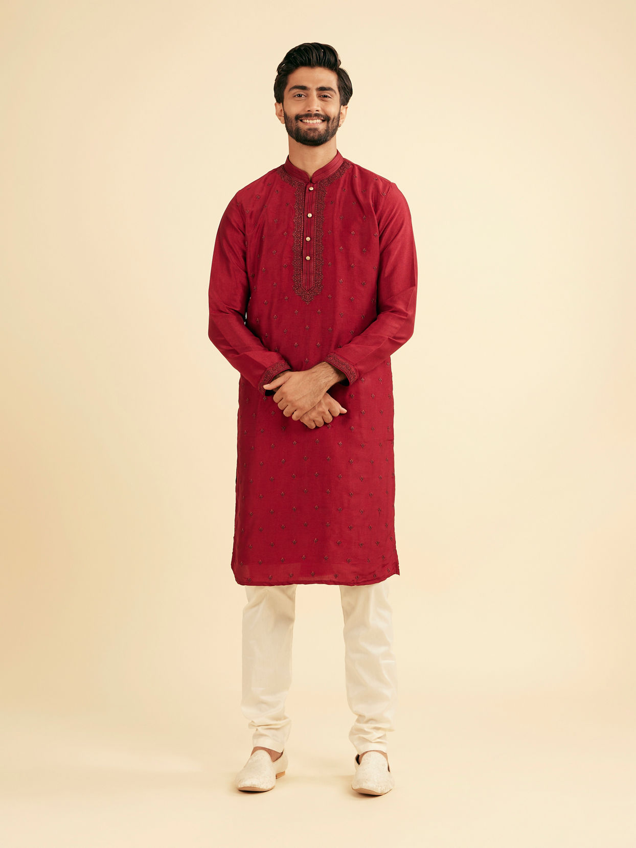 Manyavar Men Radiant Red Kurta Pajama