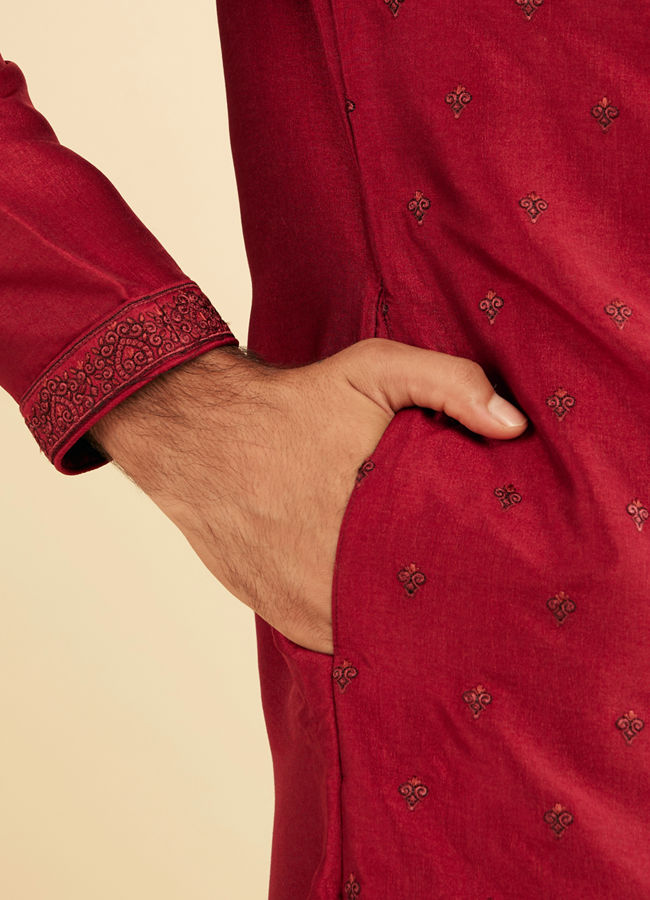 Manyavar Men Radiant Red Kurta Pajama