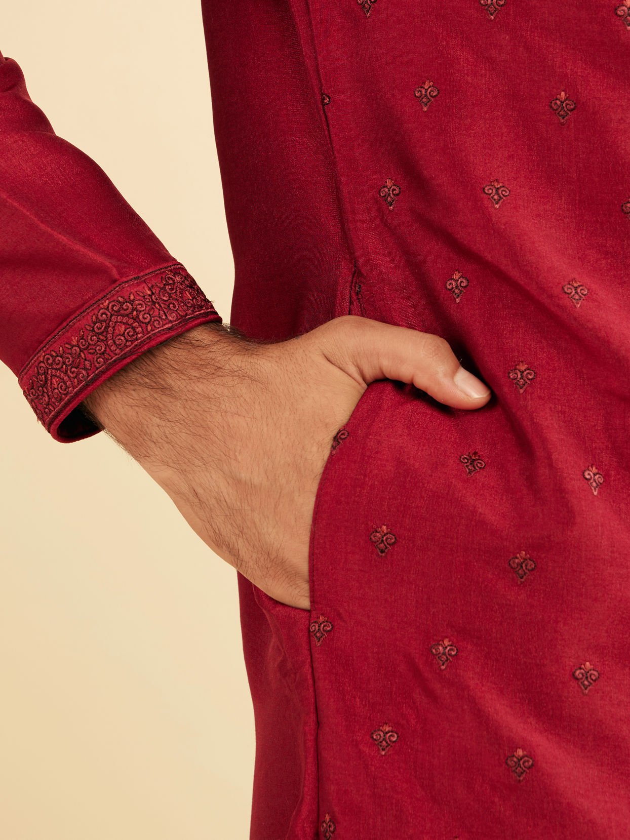 Manyavar Men Radiant Red Kurta Pajama