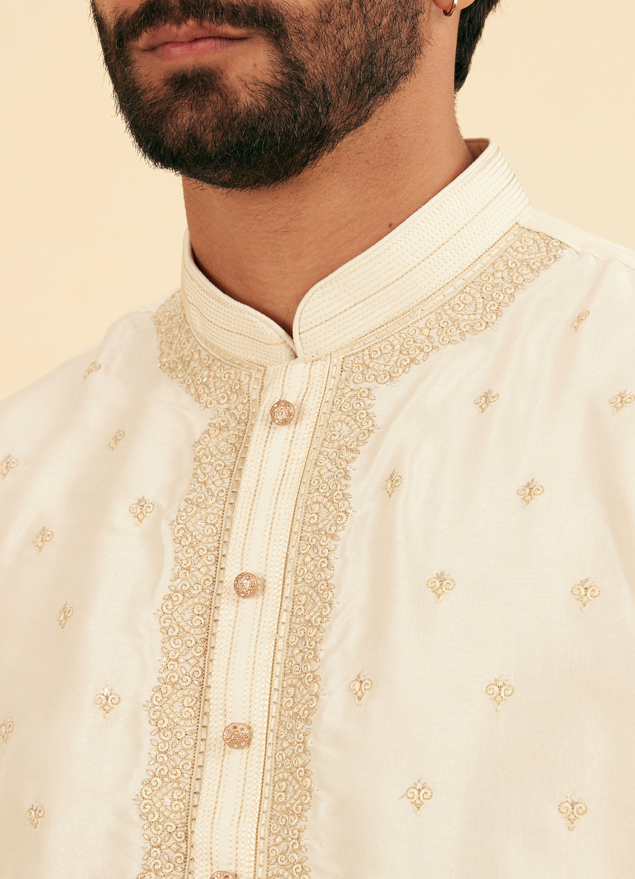 Manyavar Men Radiant Cream Kurta Pajama