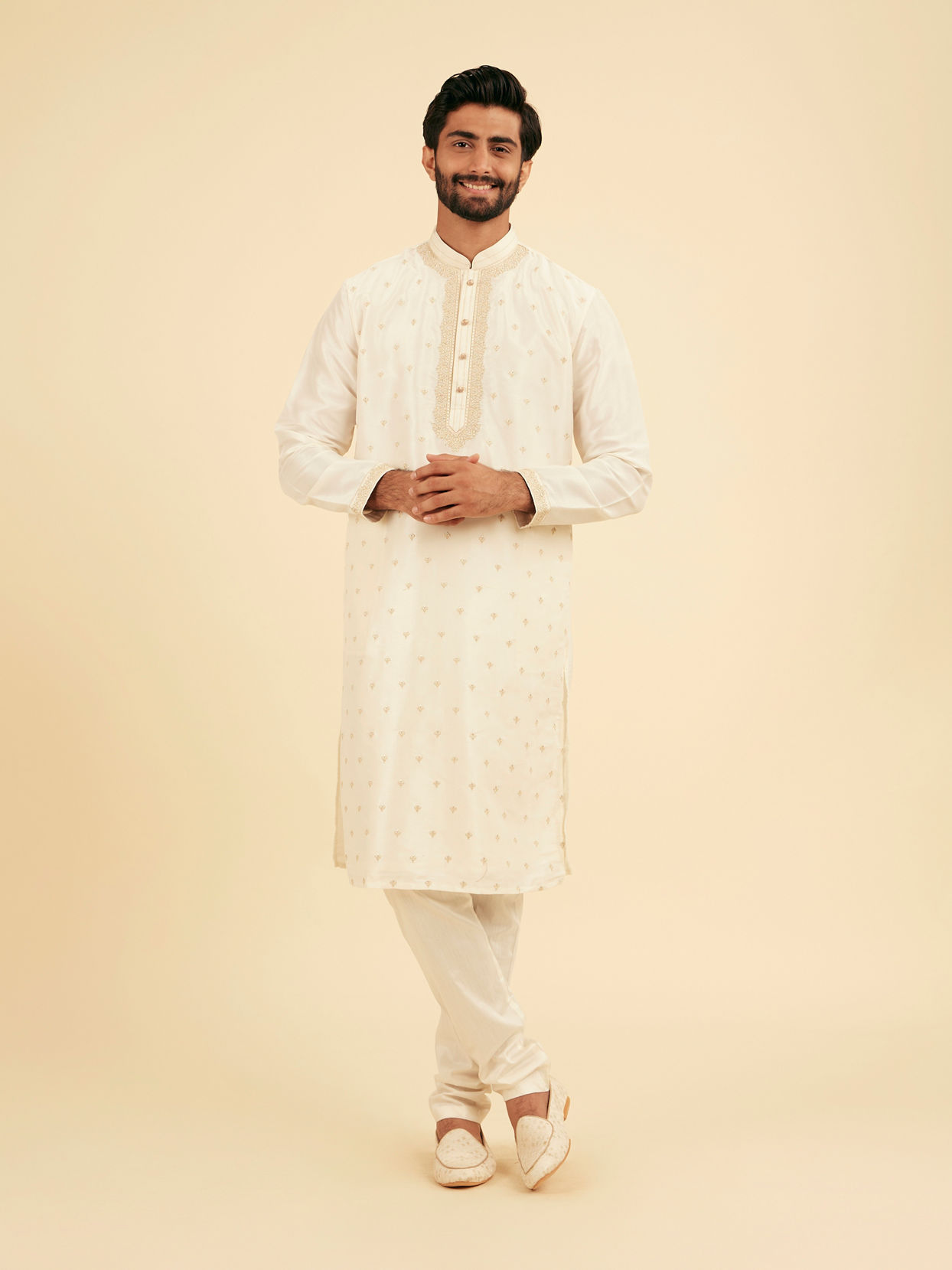 Manyavar Men Radiant Cream Kurta Pajama