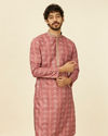 alt message - Manyavar Men Rust Embroidery Blended Viscose Kurta Pajama image number 0