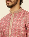 alt message - Manyavar Men Rust Embroidery Blended Viscose Kurta Pajama image number 1