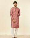 alt message - Manyavar Men Rust Embroidery Blended Viscose Kurta Pajama image number 2