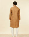 Manyavar Men Mustard Yellow Jaal Patterned Kurta Set