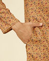 Manyavar Men Mustard Yellow Jaal Patterned Kurta Set