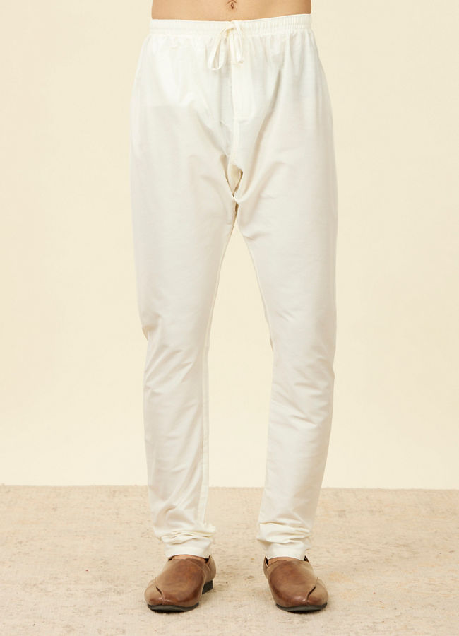 Manyavar Men Mustard Yellow Jaal Patterned Kurta Set