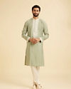 Manyavar Men Light Green Blended Viscose Kurta Churidar Set