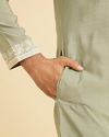 Manyavar Men Light Green Blended Viscose Kurta Churidar Set