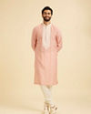 Manyavar Men Peach Elegance Kurta Pajama