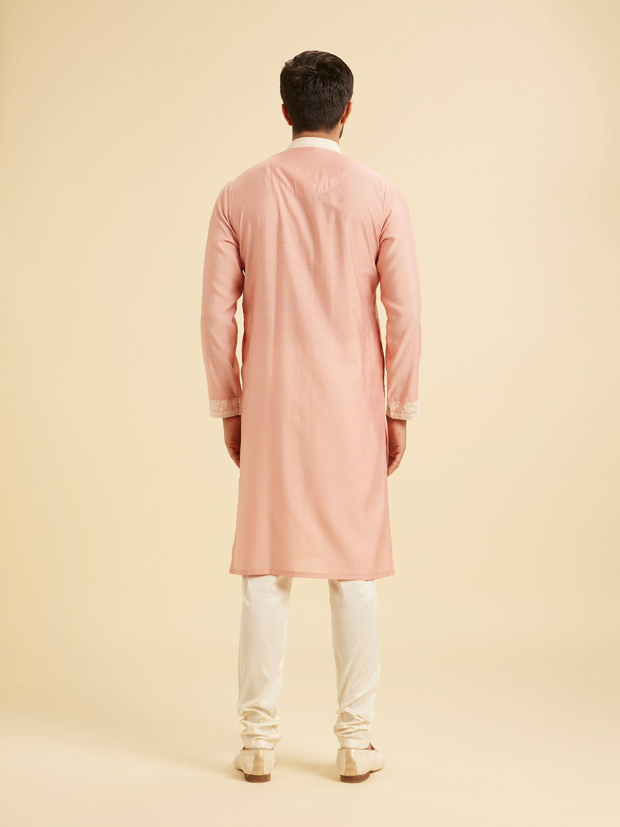 Manyavar Men Peach Elegance Kurta Pajama