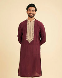 Manyavar Men Wine Majestic Elegance Kurta Pajama
