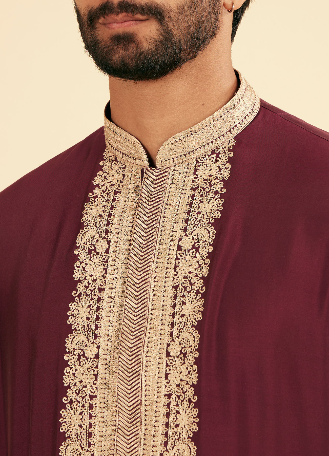 Manyavar Men Wine Majestic Elegance Kurta Pajama