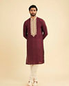 Manyavar Men Wine Majestic Elegance Kurta Pajama