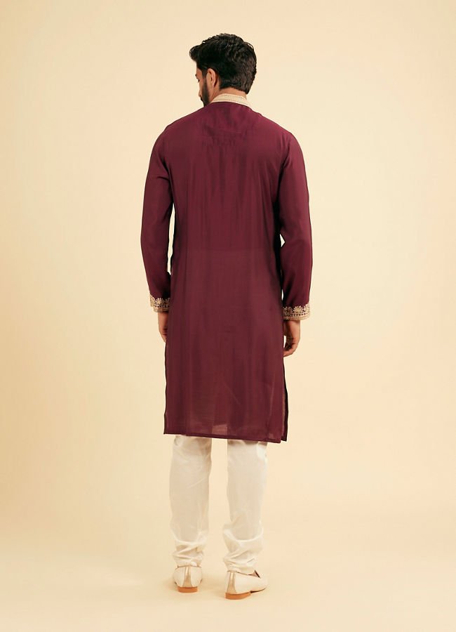 Manyavar Men Wine Majestic Elegance Kurta Pajama