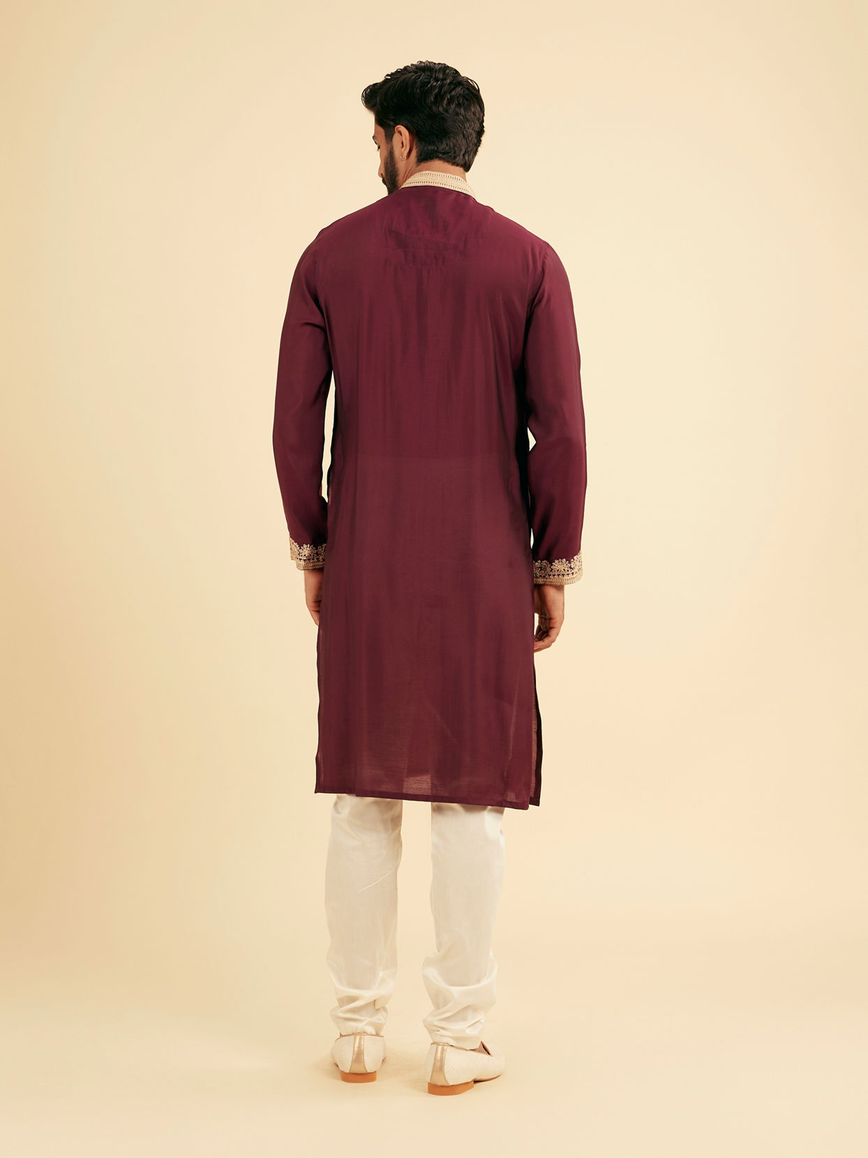 Manyavar Men Wine Majestic Elegance Kurta Pajama