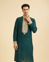 Manyavar Men Teal Green Dazzle Kurta Pajama