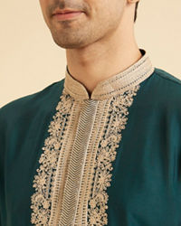Manyavar Men Teal Green Dazzle Kurta Pajama
