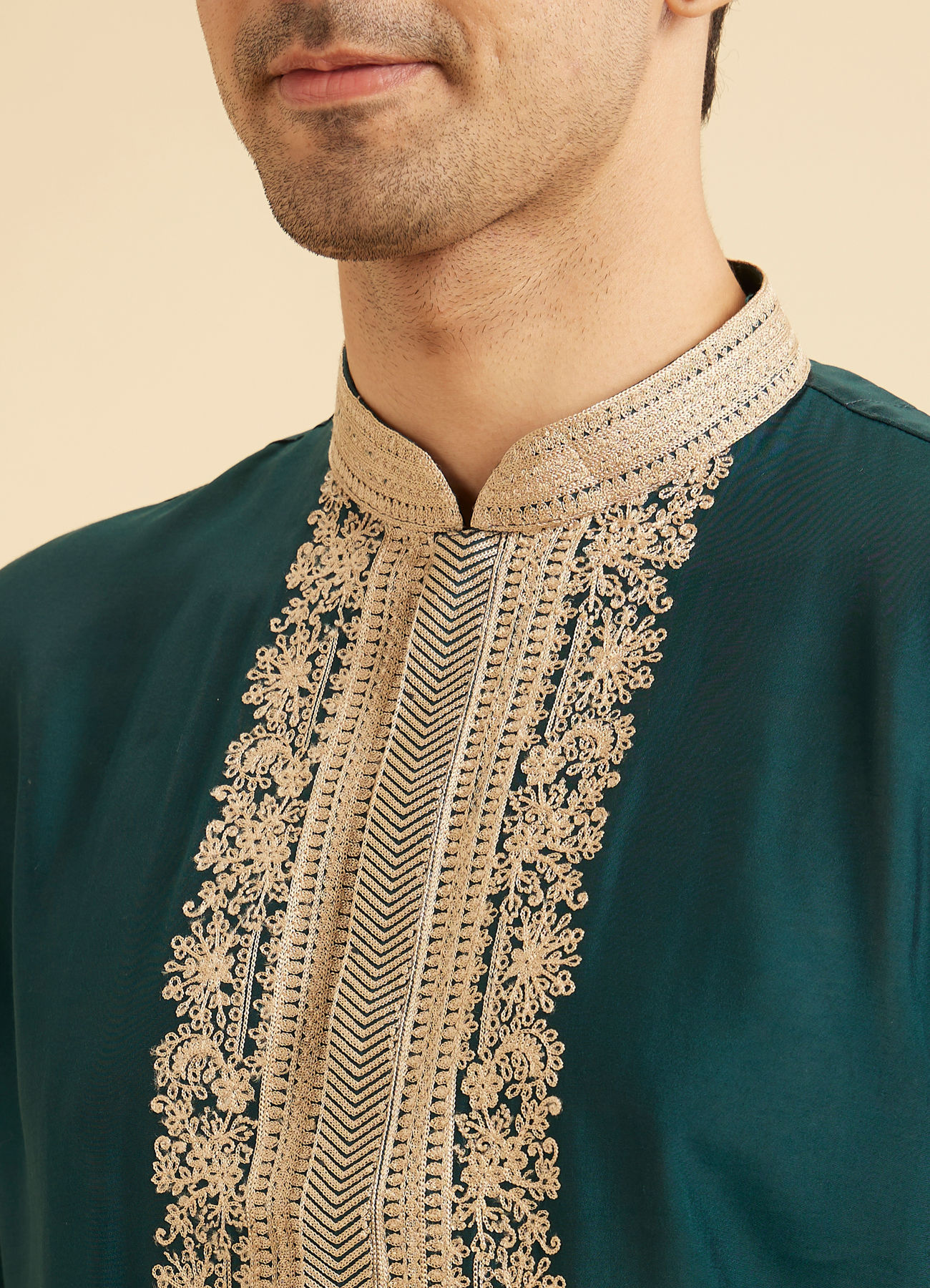 Manyavar Men Teal Green Dazzle Kurta Pajama