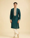 Manyavar Men Teal Green Dazzle Kurta Pajama
