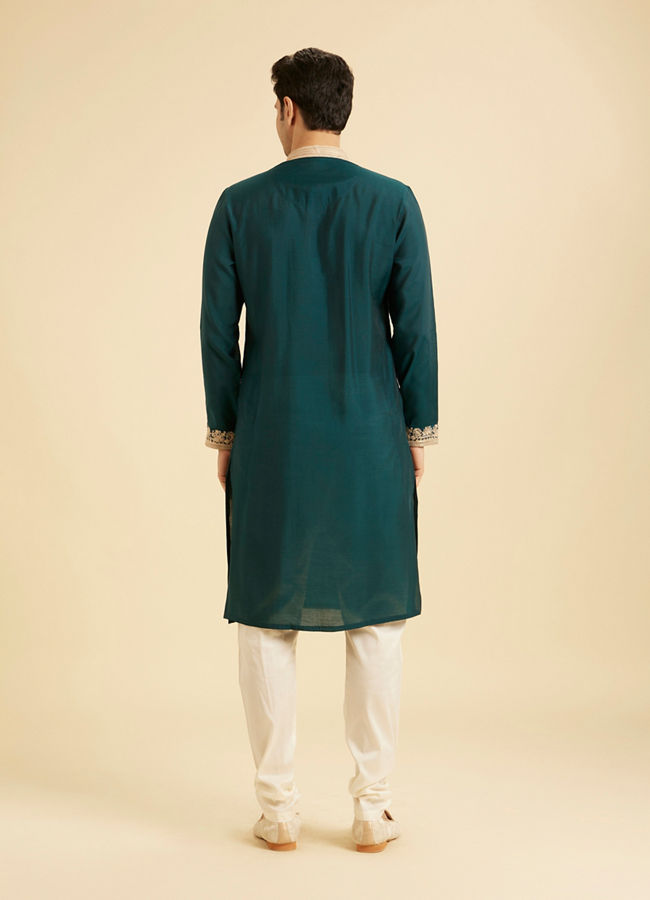 Manyavar Men Teal Green Dazzle Kurta Pajama