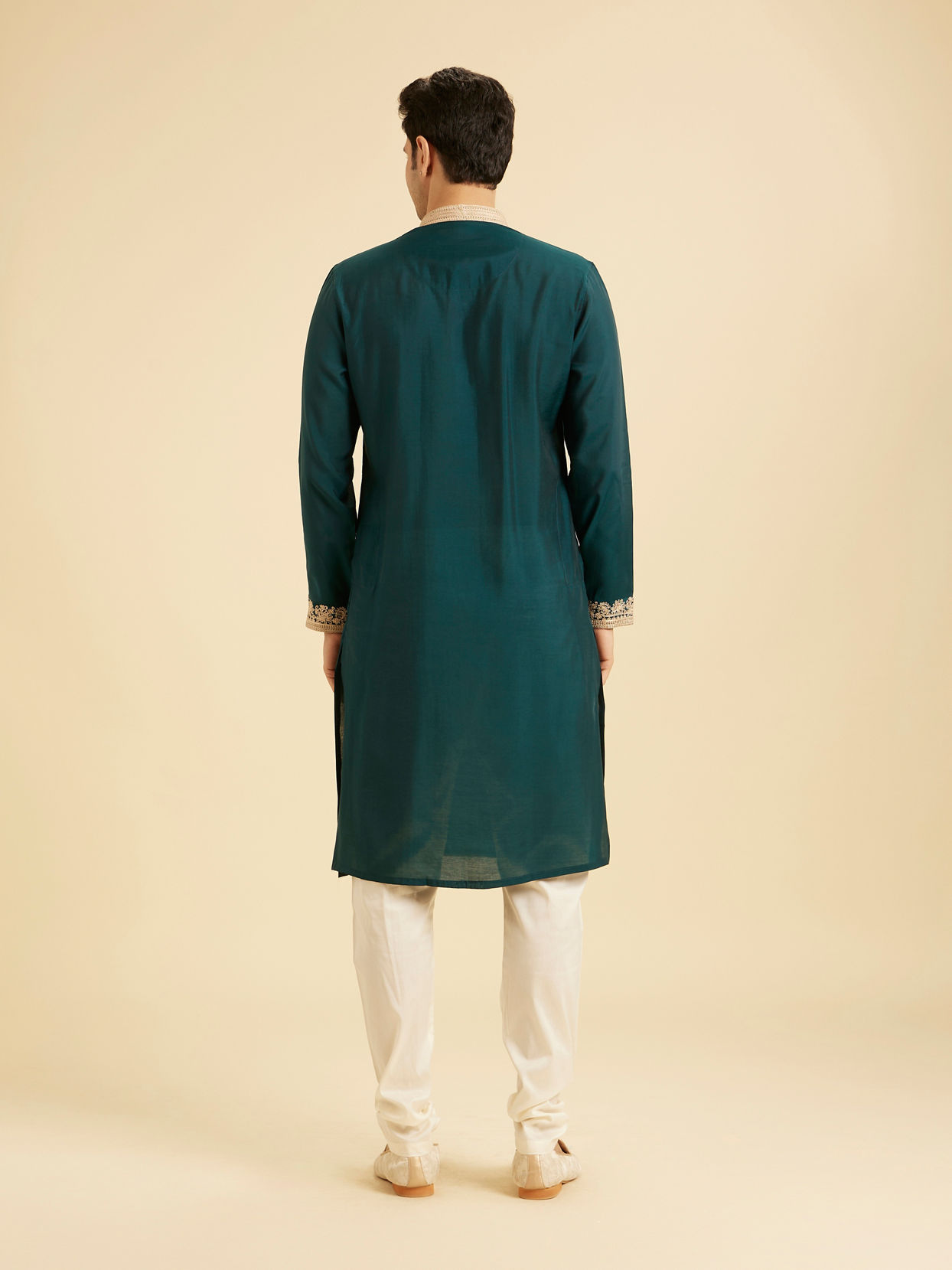 Manyavar Men Teal Green Dazzle Kurta Pajama
