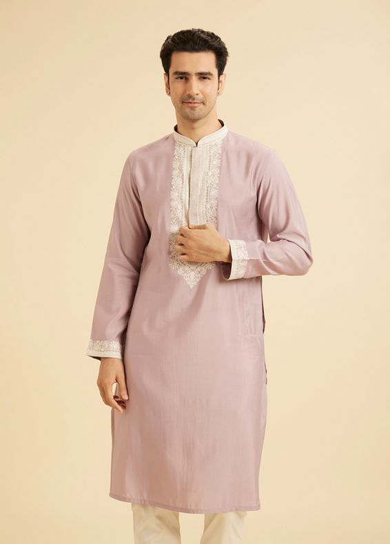 Manyavar Men Lilac Elegance Kurta Churidar