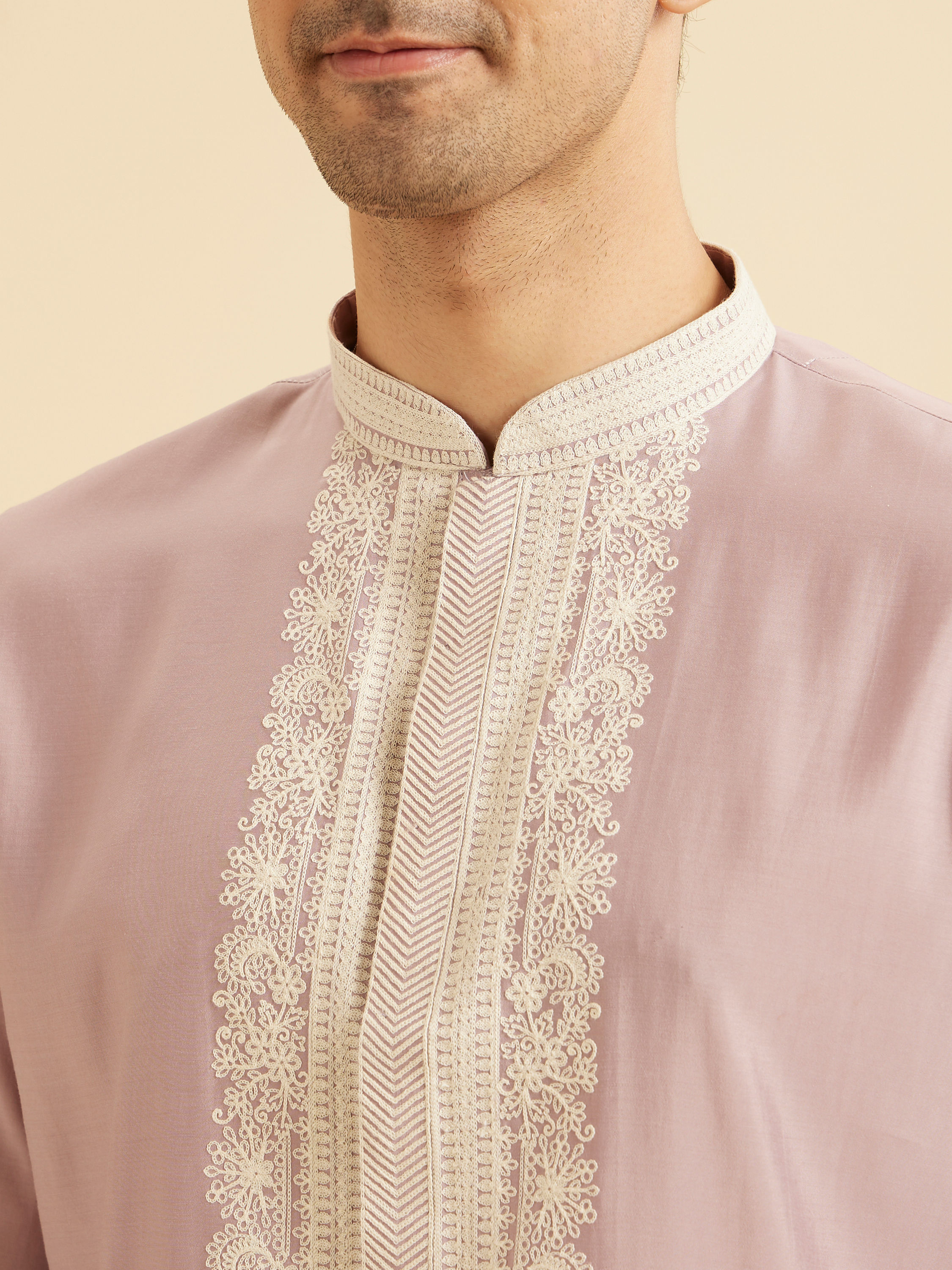 Manyavar Men Lilac Elegance Kurta Churidar