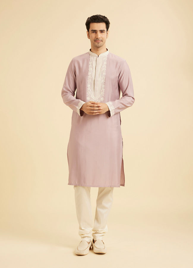 Manyavar Men Lilac Elegance Kurta Churidar