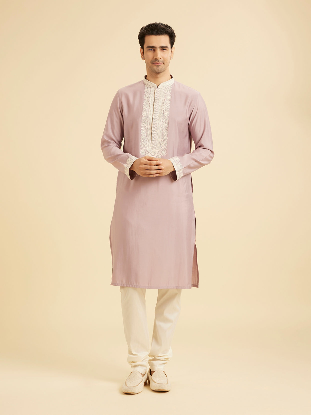Manyavar Men Lilac Elegance Kurta Churidar