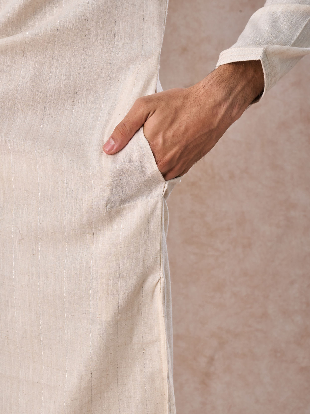Manyavar Men Elegant Cream Kurta Churidar