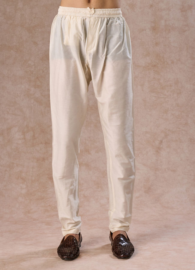 Manyavar Men Elegant Cream Kurta Churidar