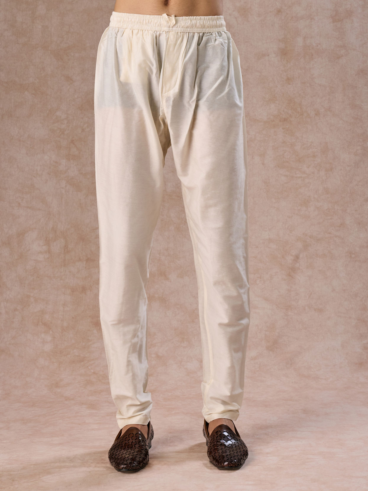 Manyavar Men Elegant Cream Kurta Churidar