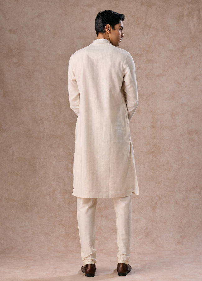 Manyavar Men Elegant Cream Kurta Churidar