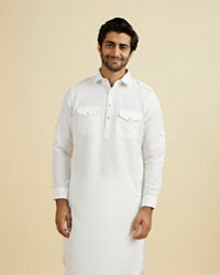Manyavar Men White Elegance Kurta Pajama