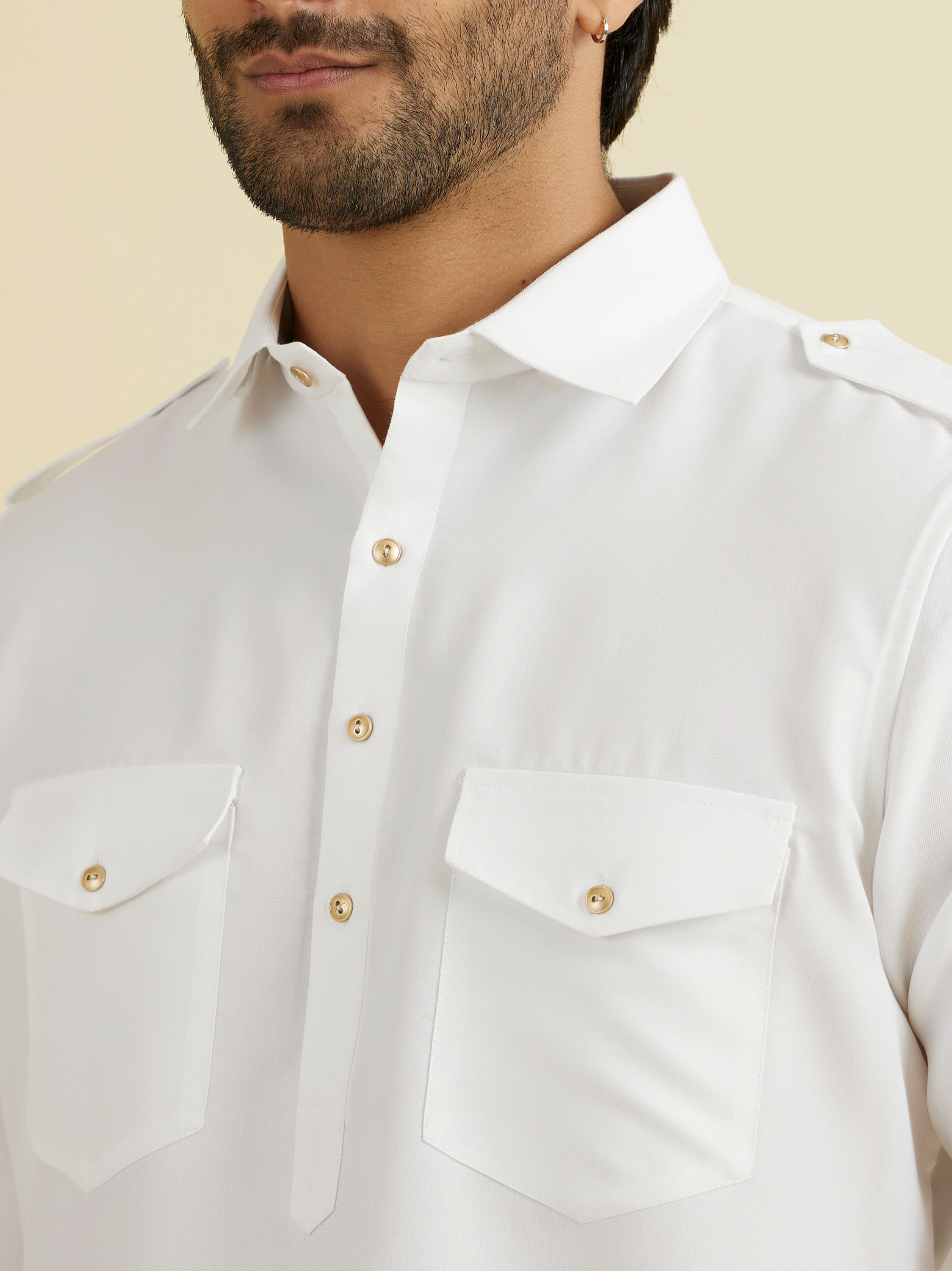 Manyavar Men White Elegance Kurta Pajama