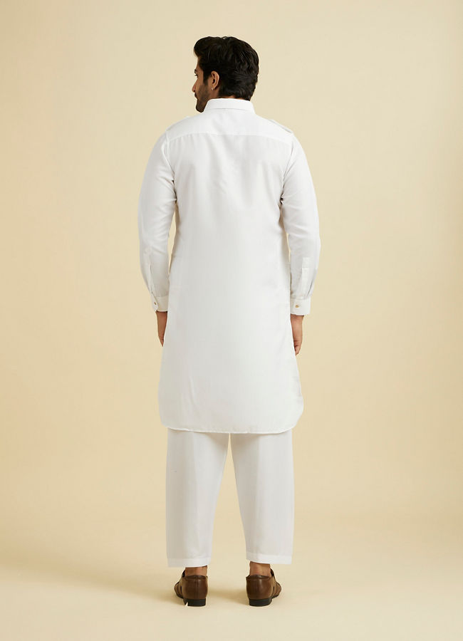 Manyavar Men White Elegance Kurta Pajama