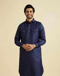 Manyavar Men Dark Blue Radiance Kurta Pajama