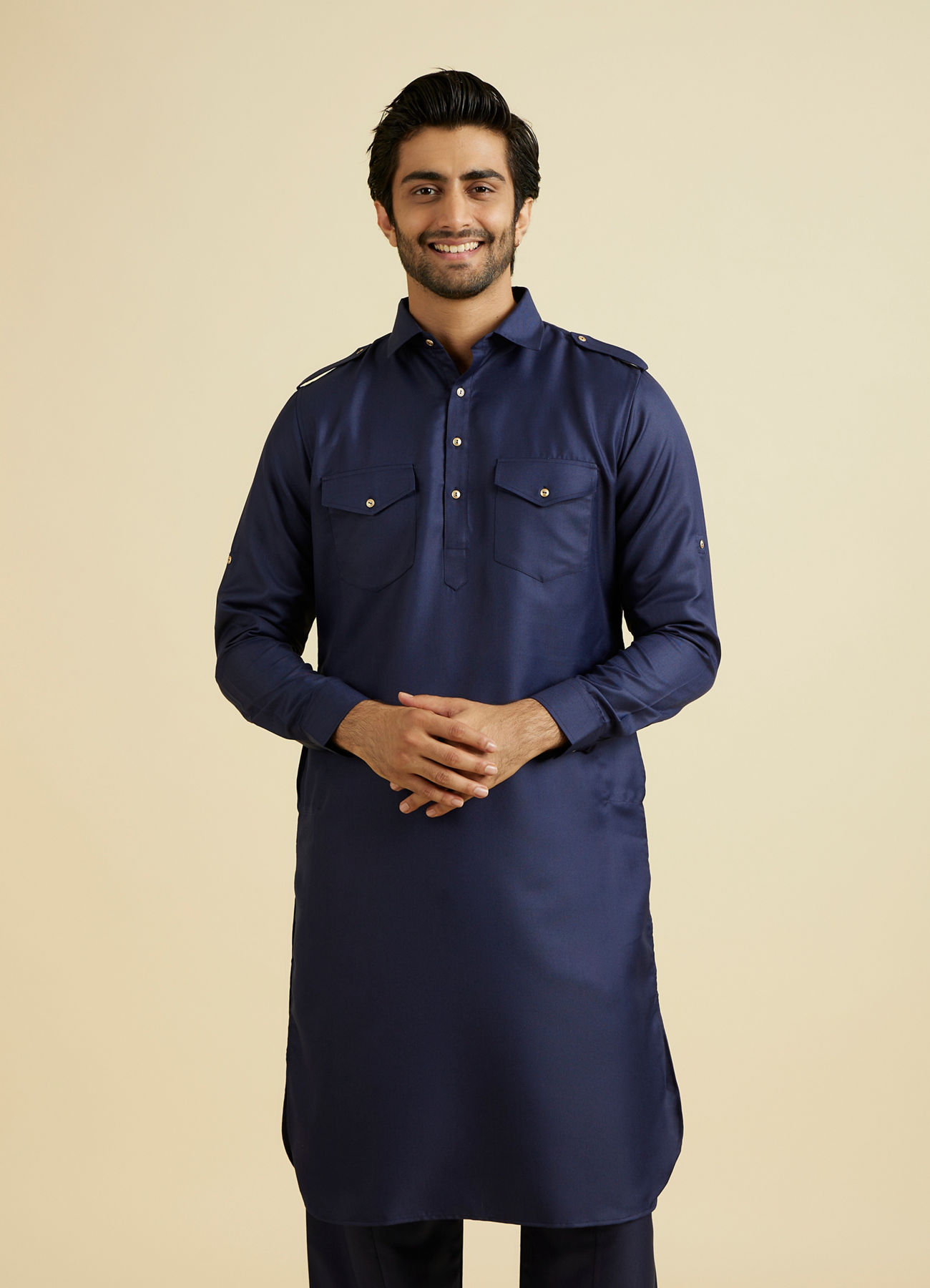 Manyavar Men Dark Blue Radiance Kurta Pajama