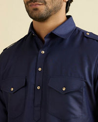 Manyavar Men Dark Blue Radiance Kurta Pajama