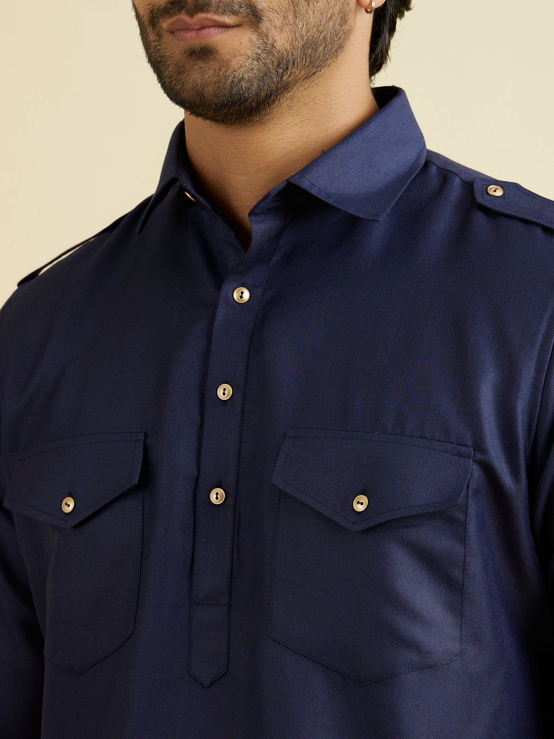 Manyavar Men Dark Blue Radiance Kurta Pajama