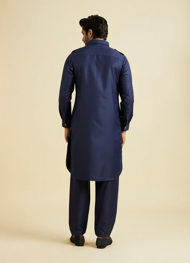 Manyavar Men Dark Blue Radiance Kurta Pajama