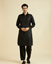 Manyavar Men Mystical Black Kurta Pajama Set