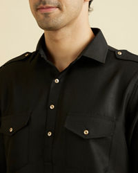 Manyavar Men Mystical Black Kurta Pajama Set