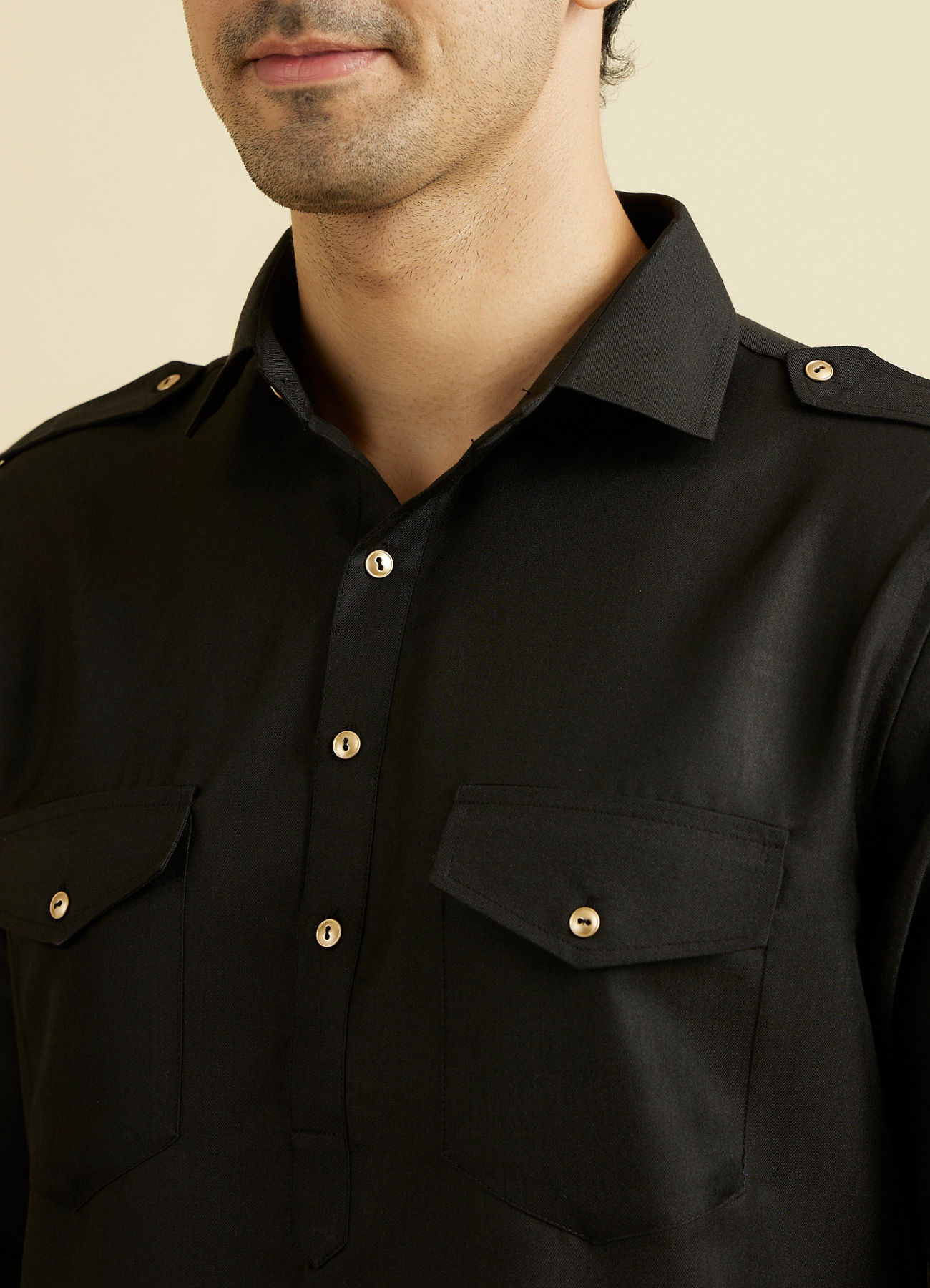 Manyavar Men Mystical Black Kurta Pajama Set
