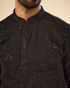 Manyavar Men Elegant Black Georgette Kurta Churidar