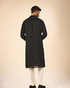 Manyavar Men Elegant Black Georgette Kurta Churidar