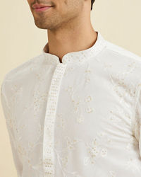 Manyavar Men Cream Georgette Kurta Pajama Ensemble